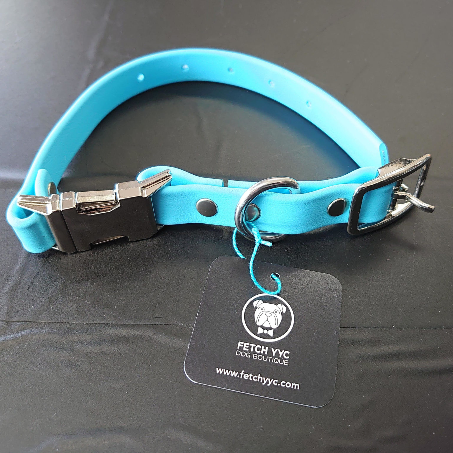 3/4″ QUICK RELEASE BIOTHANE DOG COLLAR XS/LT BLU/SILVER Urban Tails